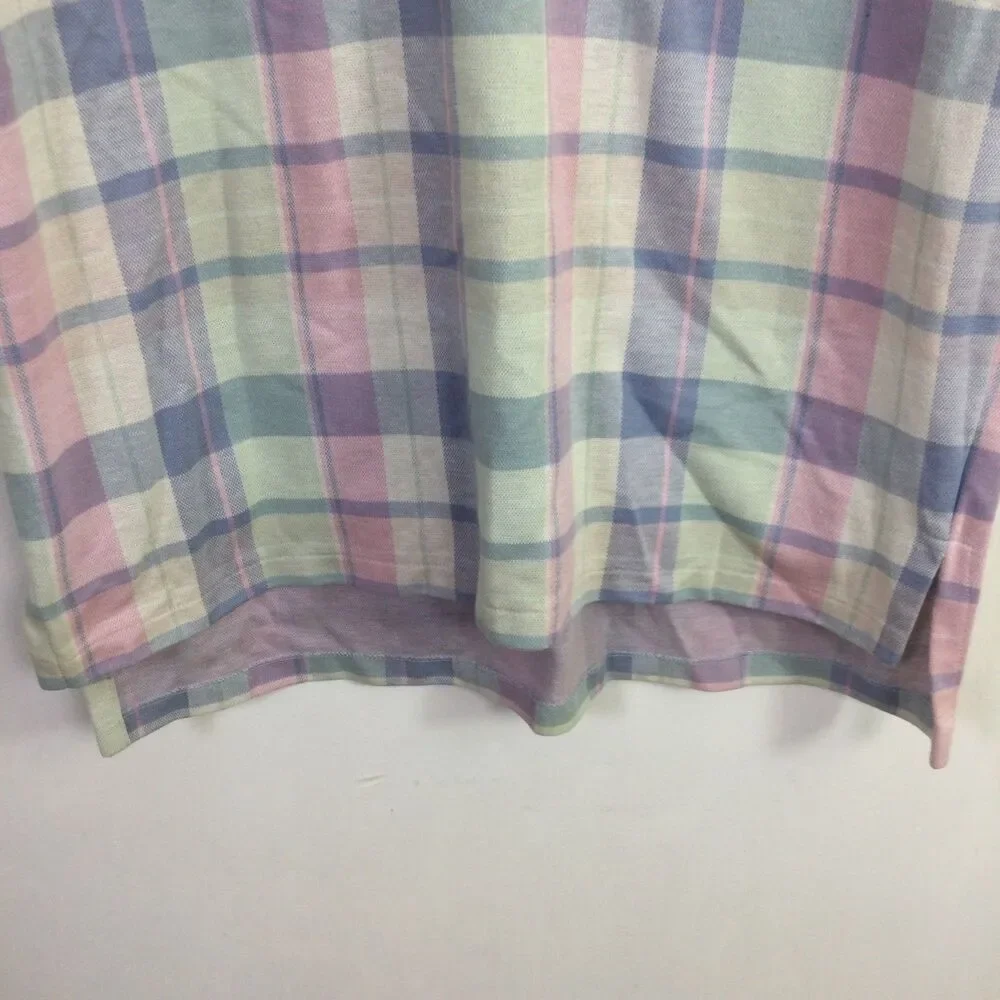Polo by Ralph Lauren Mens Vintage 90’s Polo Shirt Pastel Pink Blue Plaid Size XL